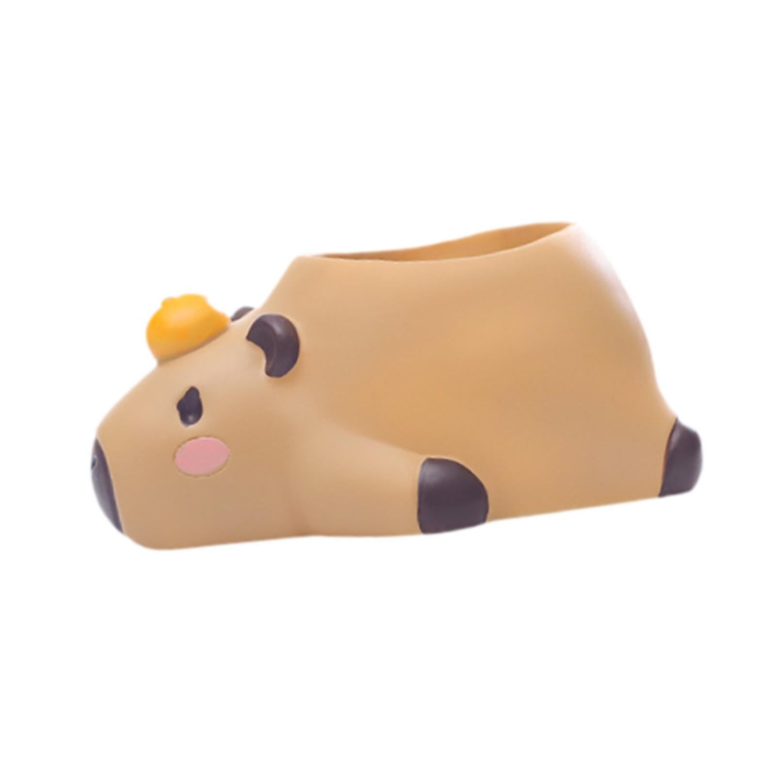 Magideal - Maceta Pequeña De Resina Con Forma De Capibara, Regalo Práctico Y Bonito, Maceta Única Con Forma De Animal, Decoración De Escritorio Para Estanterías, Acostado Boca Abajo