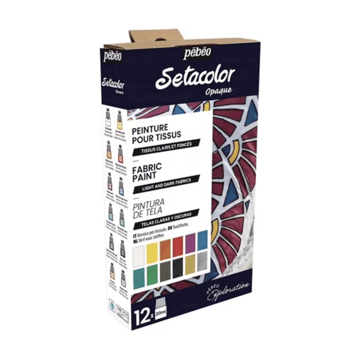 Pebeo - Kit Pintura Tela 12 Colores Setacolor 20ml Opacos