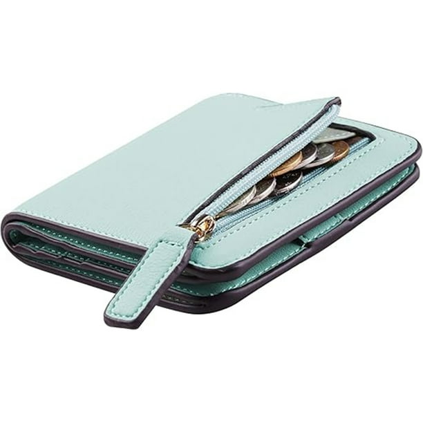 Cartera Mujer Pequeño Con Rfid Bloquea, Mini Monedero Bifold Para Tarjetas, Billetera De Piel Plegable Con Bolsillo, Tarjetero Minimalista Con Ventana De Identificación Para Chica Mujer