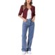 thumbnail image 2 of INSPIRE CHIC Chaquetas de Jean de Mezclilla Recortadas sin Cuello de Manga 3/4 para Mujer Fucsia 3XL, 2 of 6