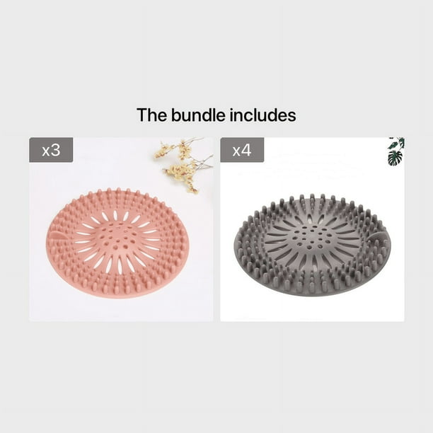 4pcs/set Hair Catcher Rubber Stopper Shower Drain Covers For Bathroom, Handbasin, Tub, Kitchen, Sink, Strainer, Sewer, Plug, Filter, Trap, Home, Drain Protectors