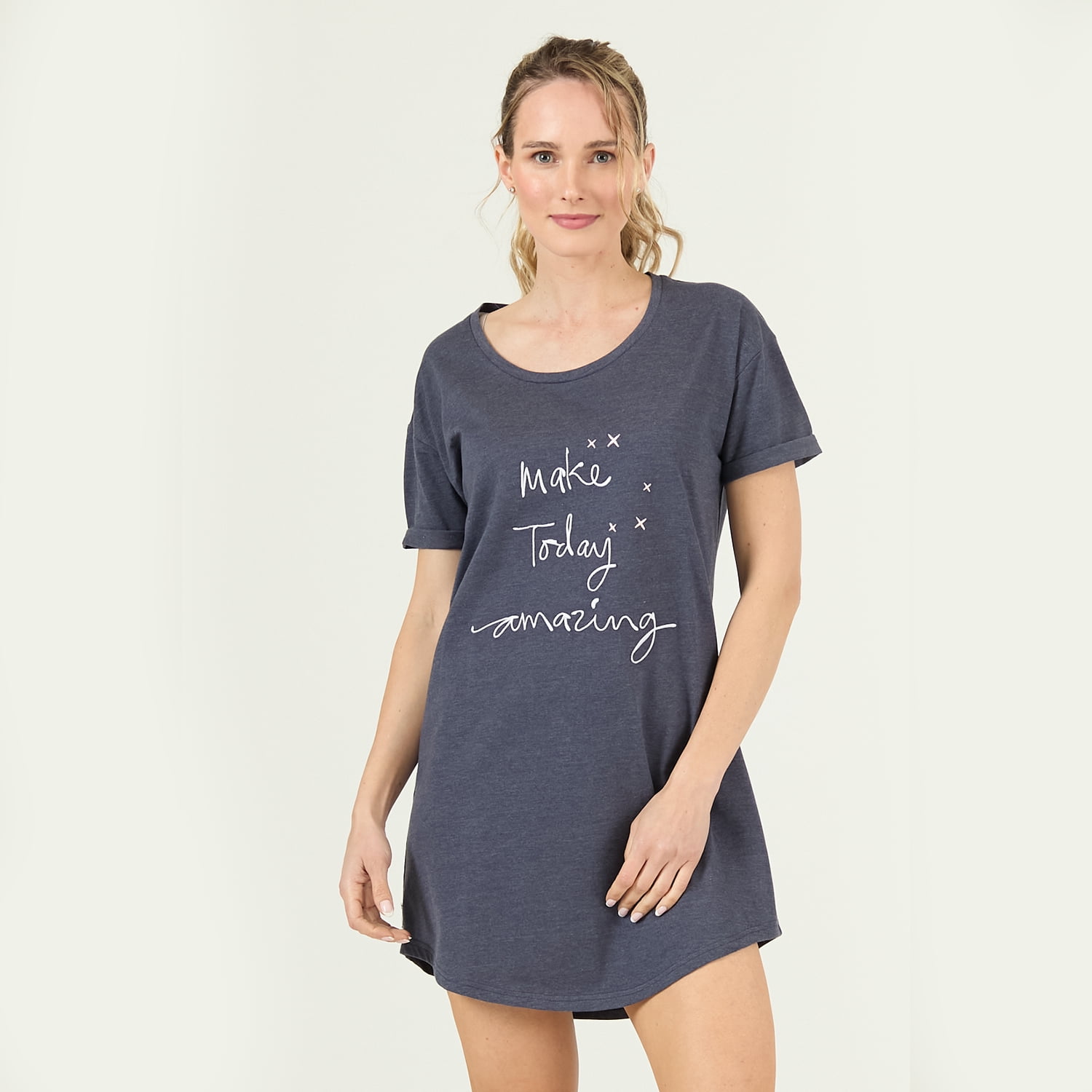 Bbz Barbizon - Camisa De Dormir Emilia Manga Corta Azul Melange