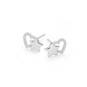 Fershop - Aros De Plata Corazón De Circones Y Estrella