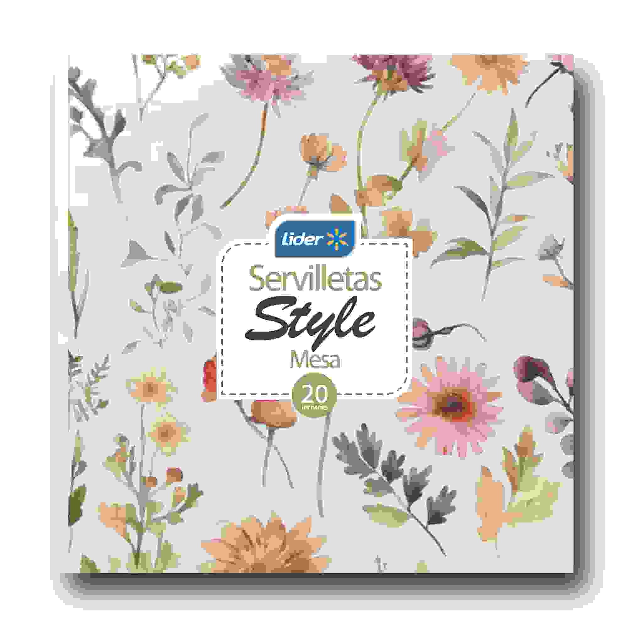 Servilletas Doble Hoja Floral 3 33x33cm 20 Un Lider