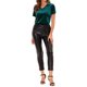 thumbnail image 2 of INSPIRE CHIC Top de Terciopelo para Mujer Cuello en V Manga Corta Camiseta Casual XS Verde Lago, 2 of 7