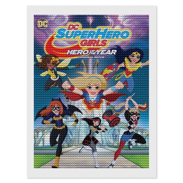 DC Super Hero Girls Kits de Pintura de Diamantes para Adultos 5D DIY Diamond Art Kits Full Drill Diamond Dots para Regalo Decoración de Pared y Relajación Artes de Gemas 30*40cm