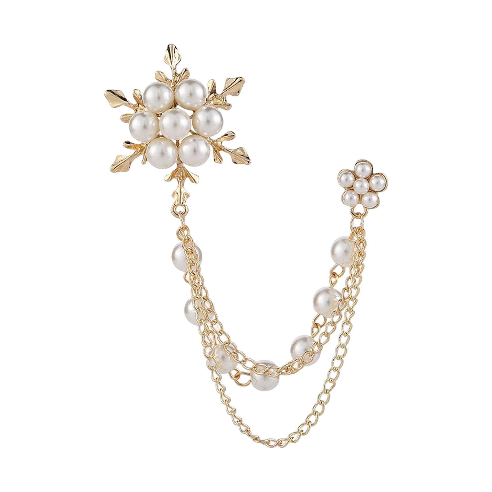 Magideal - Copos De Nieve Broche Borla Cadena Regalos Popular Traje Abrigo Broche Para Baile