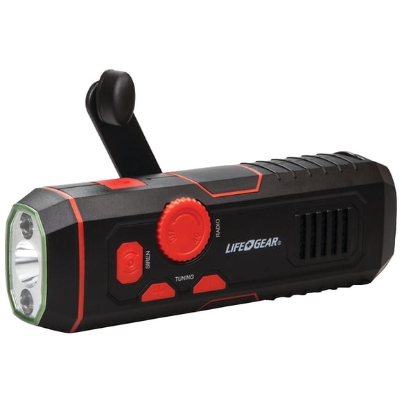 Linterna de manivela Life Gear StormProof con radio y carga USB