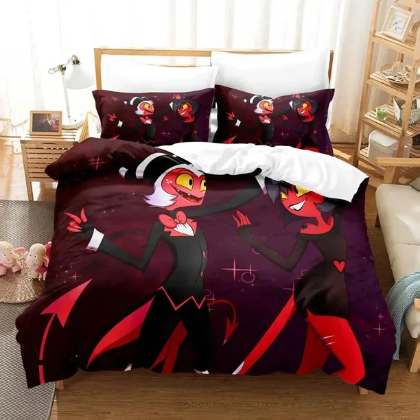 Hazbin Moxxie Hotel Bedding Set Duvet Cover Bed Set Quilt Cover Pillowcase Comforter Boys Adult Bed Sheets