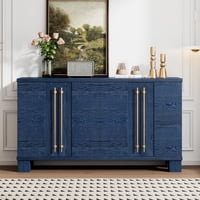 M&Ms - Trexm Sideboard Buffet Cabinet With Storage, Wood Sideboard With Adjustable Shelves And Gold Handles For Kitchen, Dining Room And Living Room (Antique Navy)