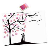 Bothyi - Lienzo Con Diseño De Árbol De Huellas Dactilares, Manualidades Versátiles, Cumpleaños, Bodas, Materiales De Arte, Bricolaje, Rosa