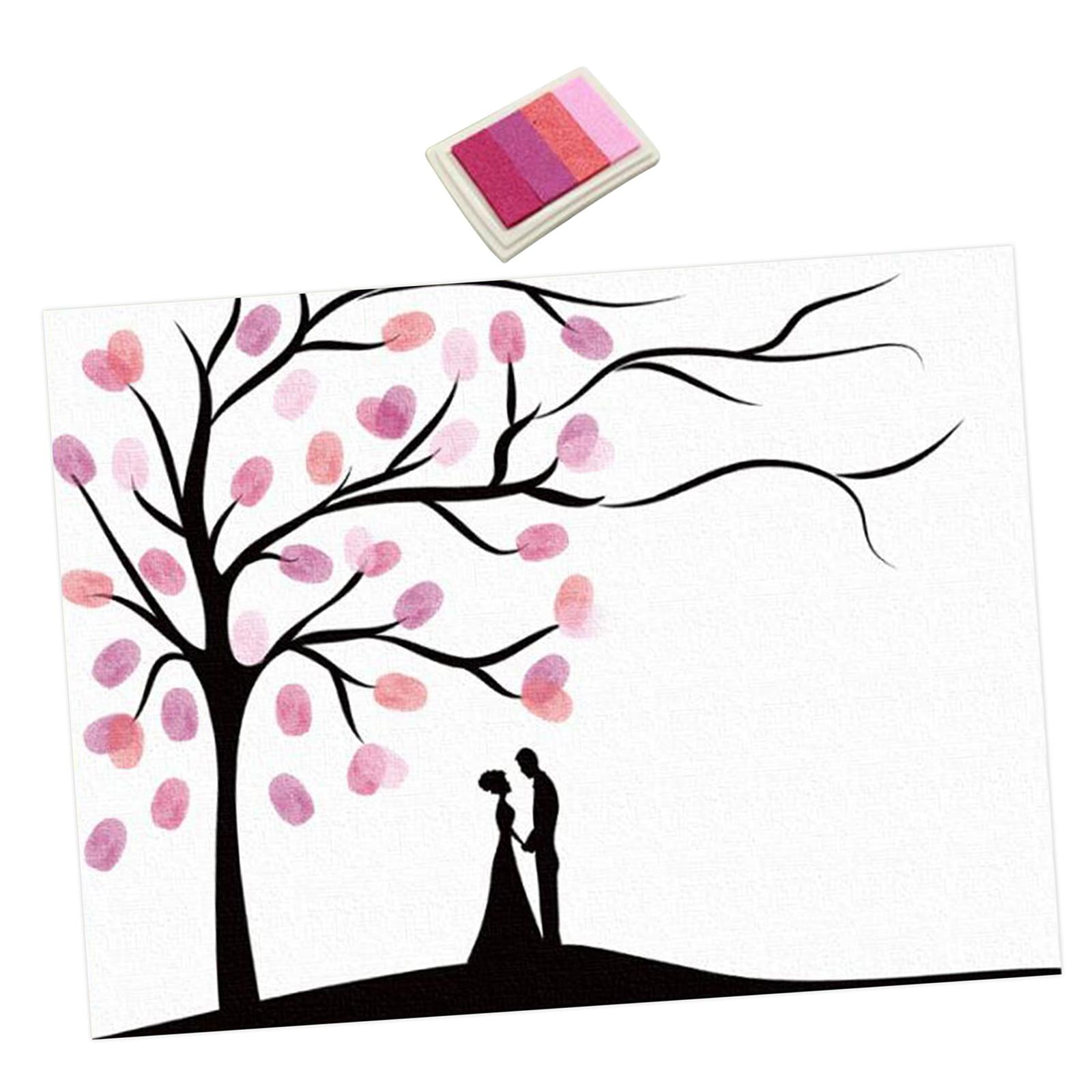 Bothyi - Lienzo Con Diseño De Árbol De Huellas Dactilares, Manualidades Versátiles, Cumpleaños, Bodas, Materiales De Arte, Bricolaje, Rosa