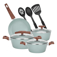 Genérico - Batería De Cocina De 10 Piezas, Antiadherente, Granito, Color Verde Claro