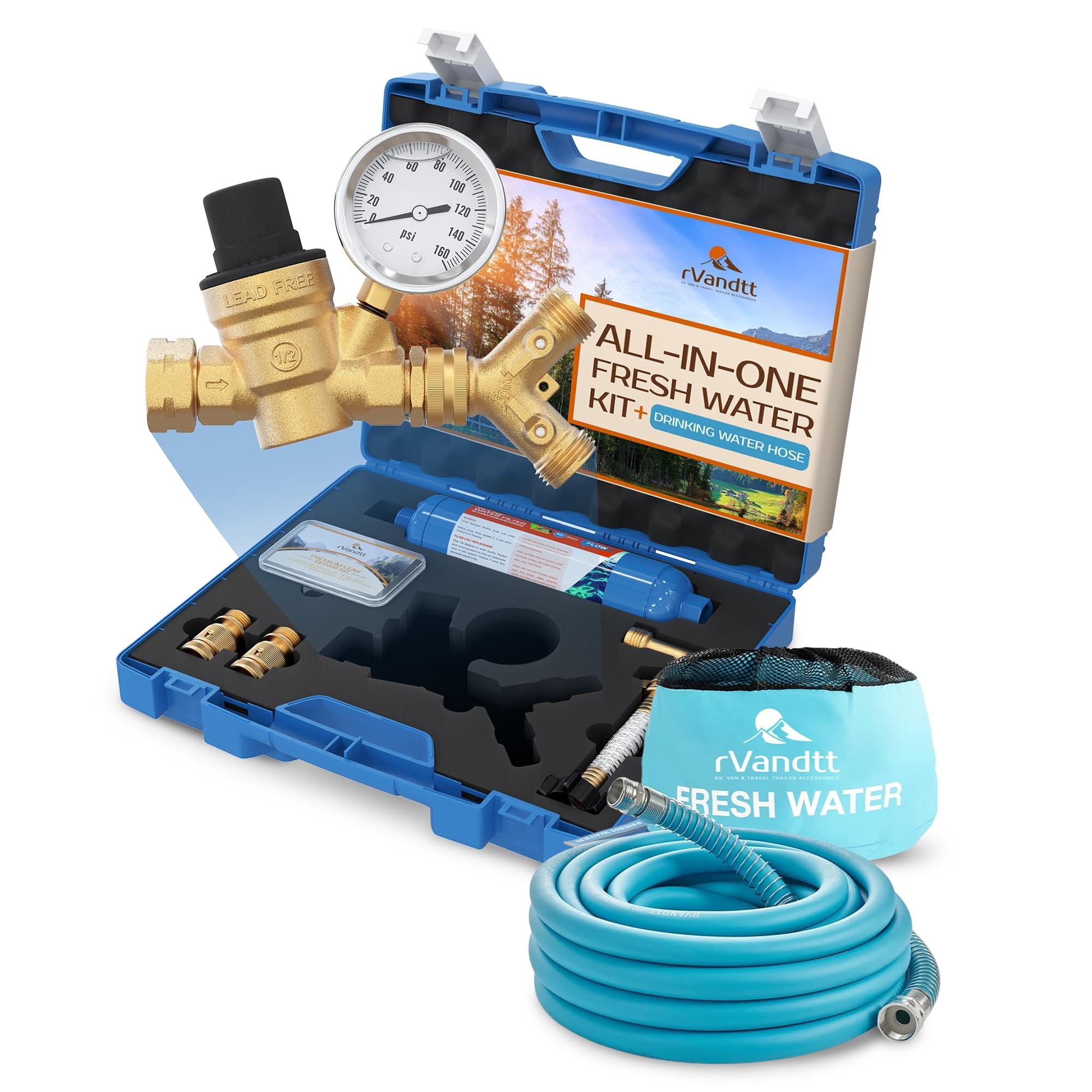 Kit De Agua Potable Para Rv Rvandtt Con Manguera De 35 Pies Y Regulador De Presión