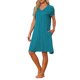 thumbnail image 4 of Camisón de Manga Corta para Mujer INSPIRE CHIC Regreso a Clases con Bolsillos Suave y Elástico Cuello en V Largo a la Rodilla Camisón de Descanso L Azul Pavo Real, 4 of 6