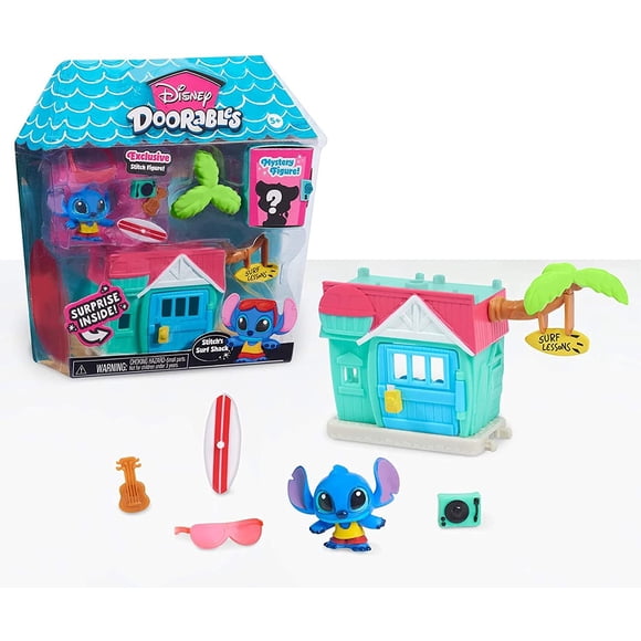 Playset Disney Doorables Mini Stitch's Surf Shack con figuras