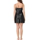 thumbnail image 3 of INSPIRE CHIC Camisón Mini de Satén para Mujer con Cuello en V Suave y Tirantes Espagueti con Dobladillo Ondulado para Primavera Verano S Negro, 3 of 6