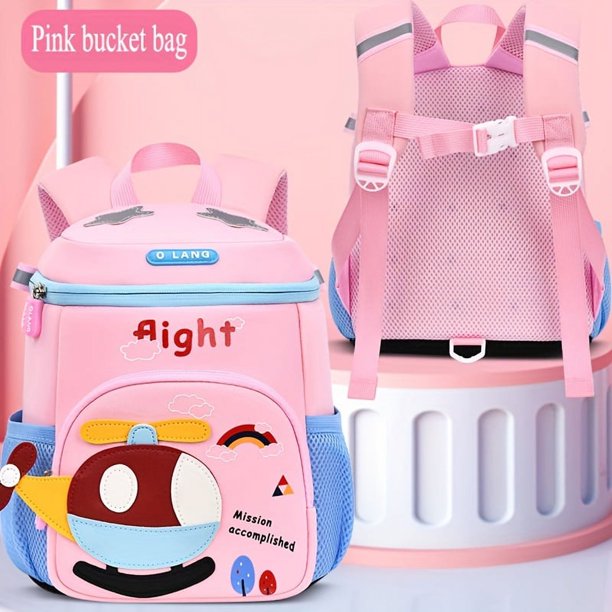 Airplane Patch Schoolbag Cartoon Cute Kindergarten Backpack Large Capacity Schoolbag Ultralight Bucket Bag Kids Toddler Anti-lost Backpack With Leash