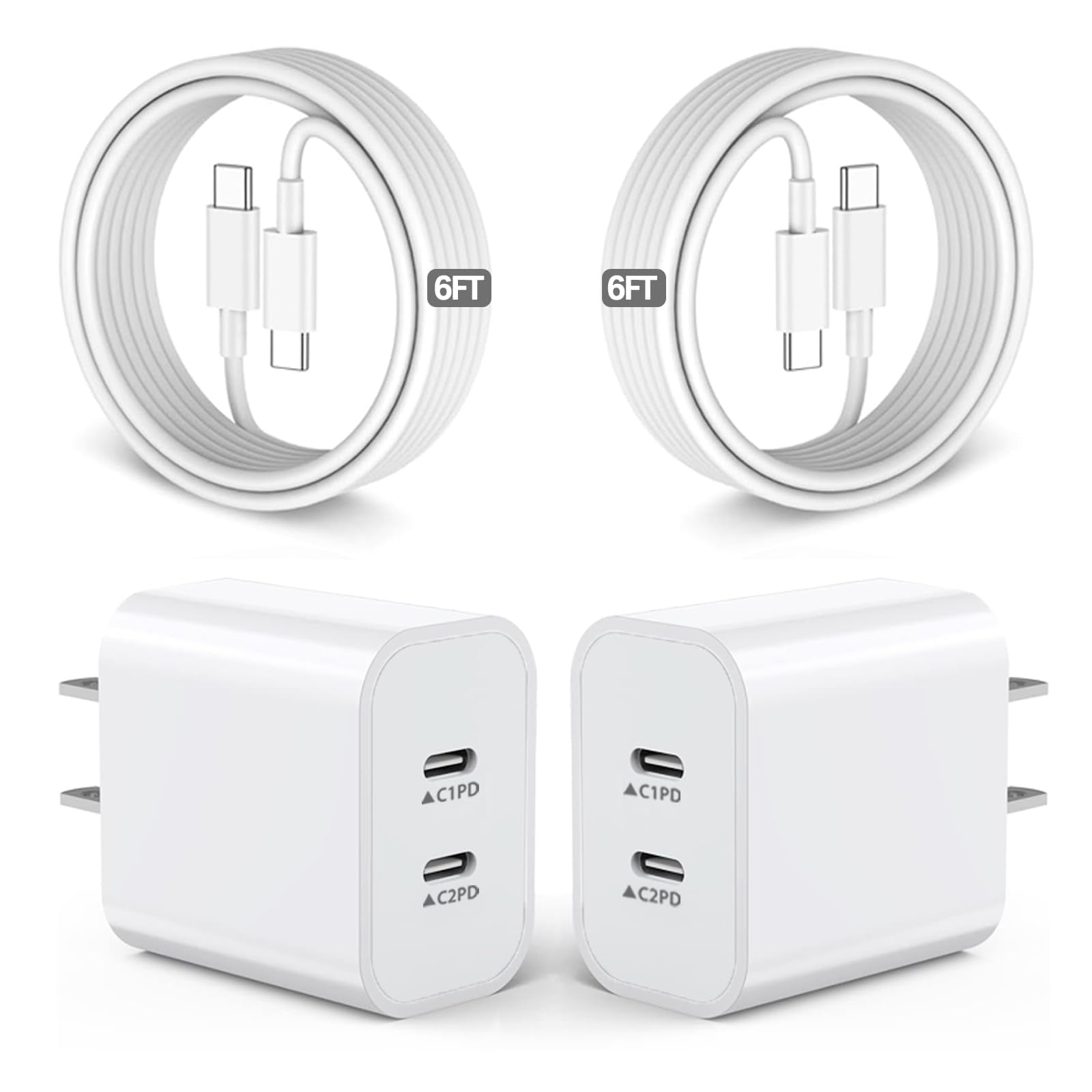 Cargador Bikeanything Para Iphone 16, Carga Rápida, 40 W, Paquete De 2 Con Cable