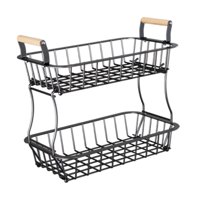 Bothyi - Cesta De Frutas Para Encimera, Soporte De Frutas Ahorrador De Espacio Para Cocina, Hogar, Restaurante, Negro