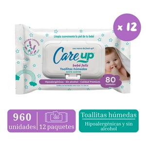 Pack 12X80Un Toallas Húmedas Care Up Baby Con Tapa
