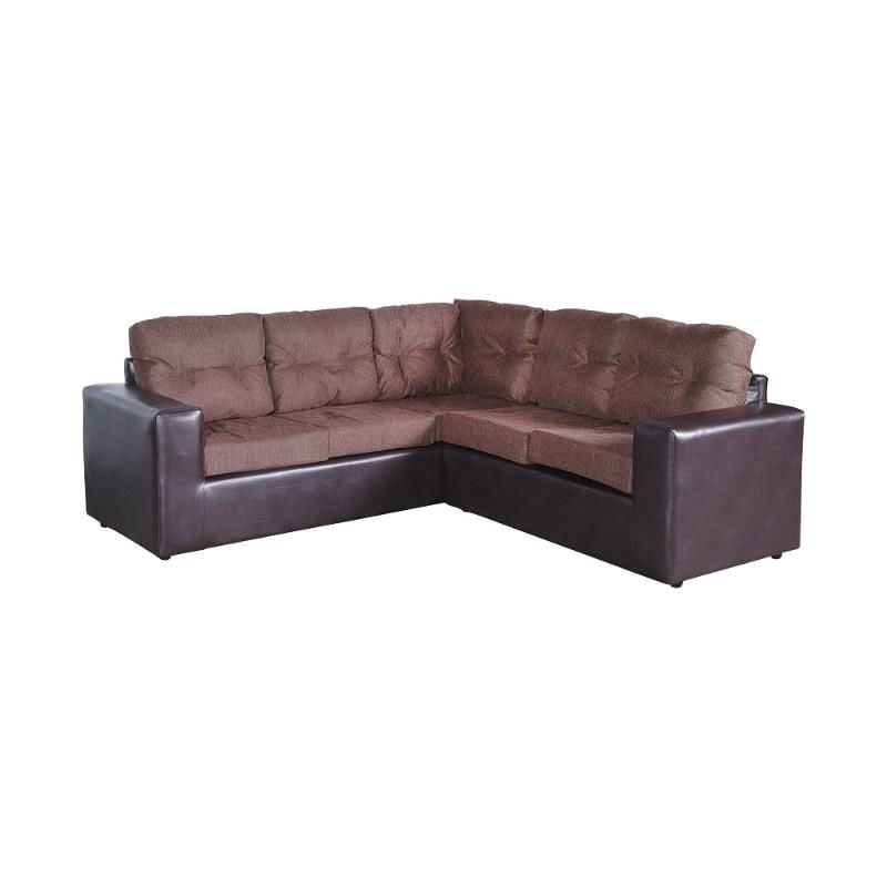 Kea - Sofá Seccional 5 Cuerpos Liverpool Pu/Tela Café