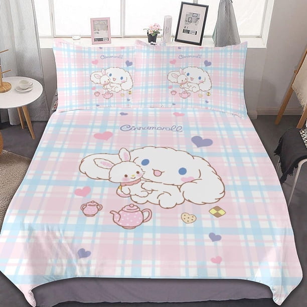 Cinnamoroll Print Bedding Sets Comforter Quilt Bed Cover Duvet Cover Pillow Case 2-3 Pieces Sets Kids Adult Size Bedroom Decor