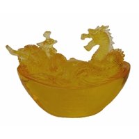 Feng Shui Import - Dragón De Feng Shui Con Cuenco De Agua Y Lingotes