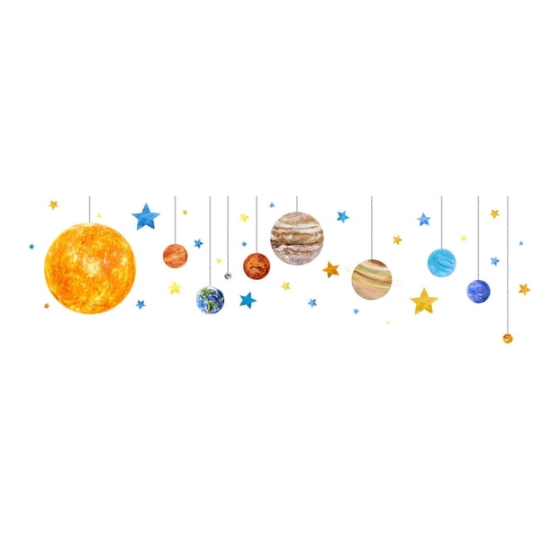 Etiqueta De La Pared De Los Planetas Del Sistema Solar Extraíble Para El Aula De La Guardería De La Habitación De Los Niños