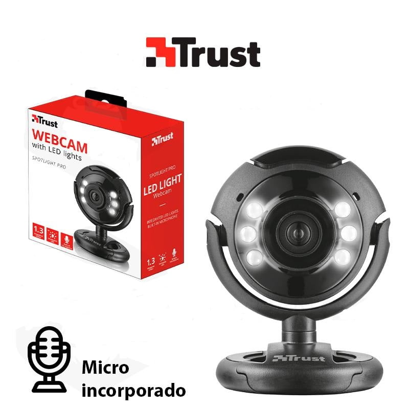 Cámara Webcam Con Luz Y Microfono Integrado Trust Spotligth