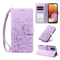 Funda Billetera Foxdock Compatible Con Samsung Galaxy A32 5G, Diseño Perrito Tierno, Ranuras Para Tarjetas Y Soporte Plegable