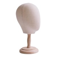Magideal - Modelo De Cabeza De Maniquí, Exhibición De Estilo, Modelo Cosmético, Soporte De Cabeza Portátil Con Base De Madera Para Sombrero De Halloween, Joyería Cabeza De Lino