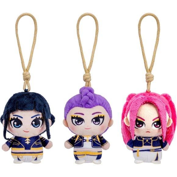 KPop Demon Hunters 3-Pack de peluches clip-on de 4 pulgadas: Rumi, Mira y Zoey