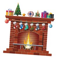 Bothyi - Etiqueta Engomada De La Ventana De La Chimenea De Navidad Para La Decoración Del Hogar De La Fiesta Interior