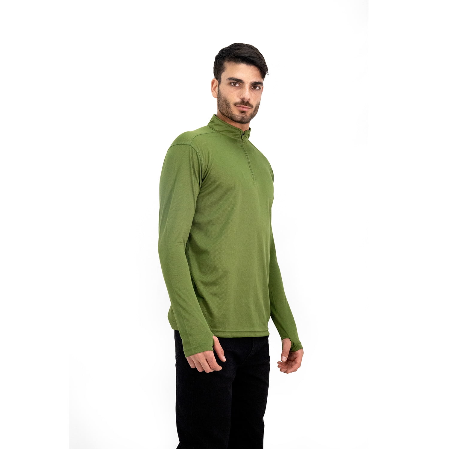 Polera Quebec Half-zip Verde Oliva Hombre