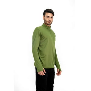Polera Quebec Half-Zip Verde Oliva Hombre