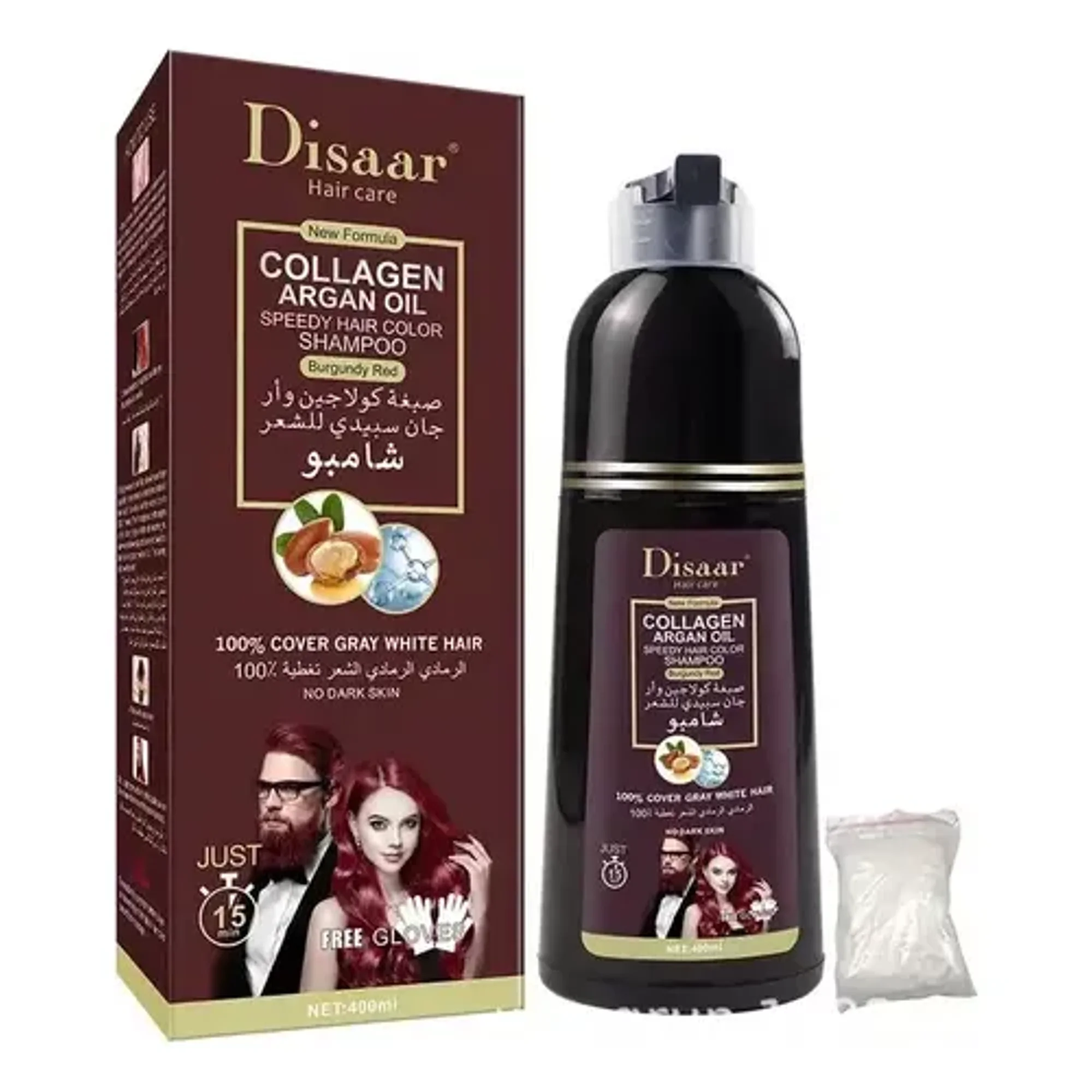 Disaar - Shampoo Tinte Cubre Canas Burdeo