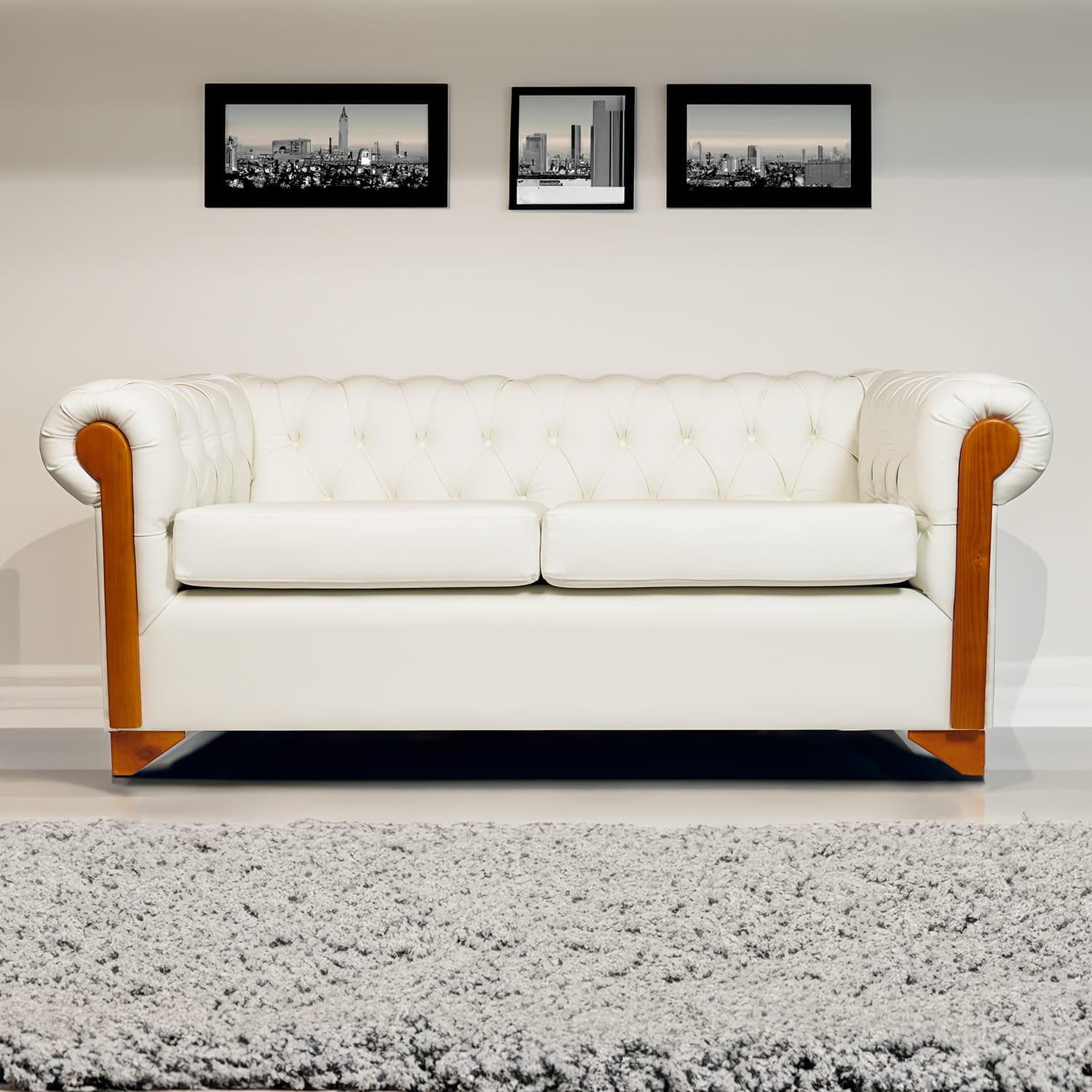 Diseños Valestrini - Sofa Chesterfield Ecocuero Blanco