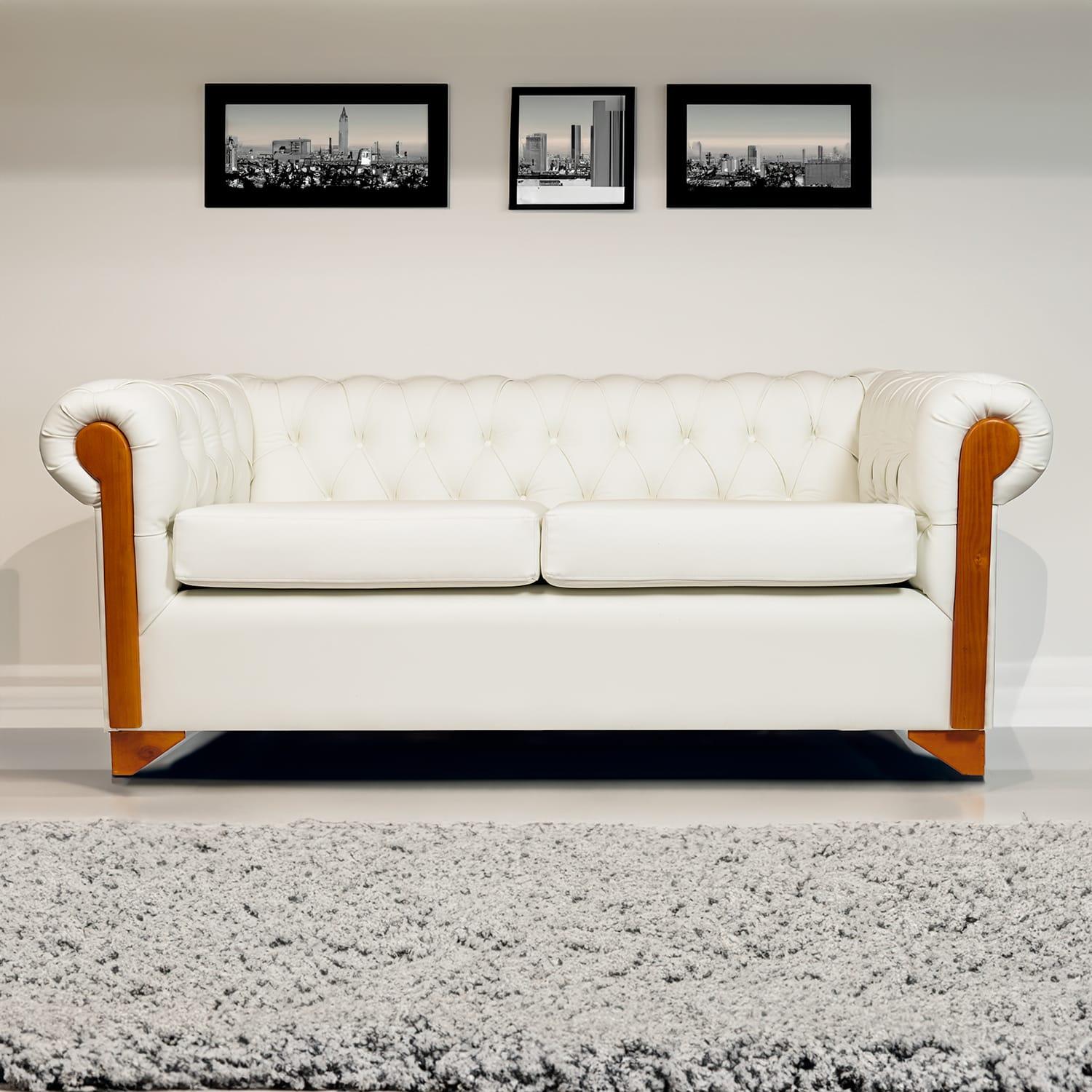 Diseños Valestrini - Sofa Chesterfield Ecocuero Blanco