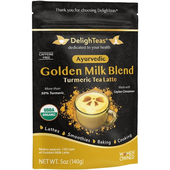 Leche dorada en polvo DelighTeas Organic con cúrcuma 150 ml