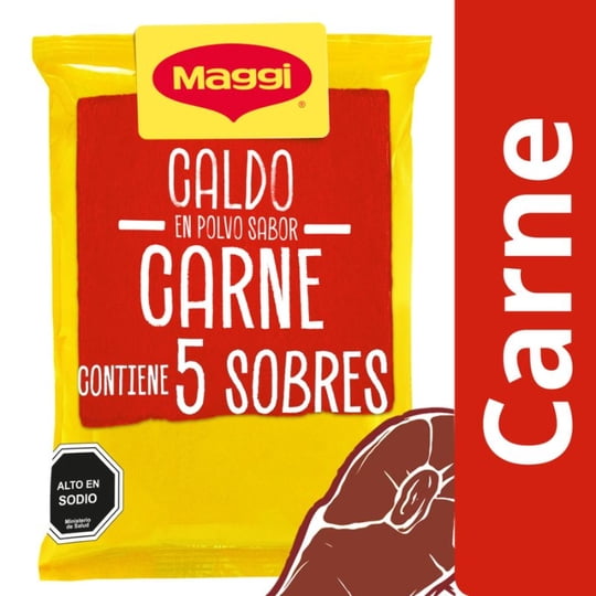 Caldo En Polvo Sabor Carne (5 Sobres) Bolsa 35 g Maggi