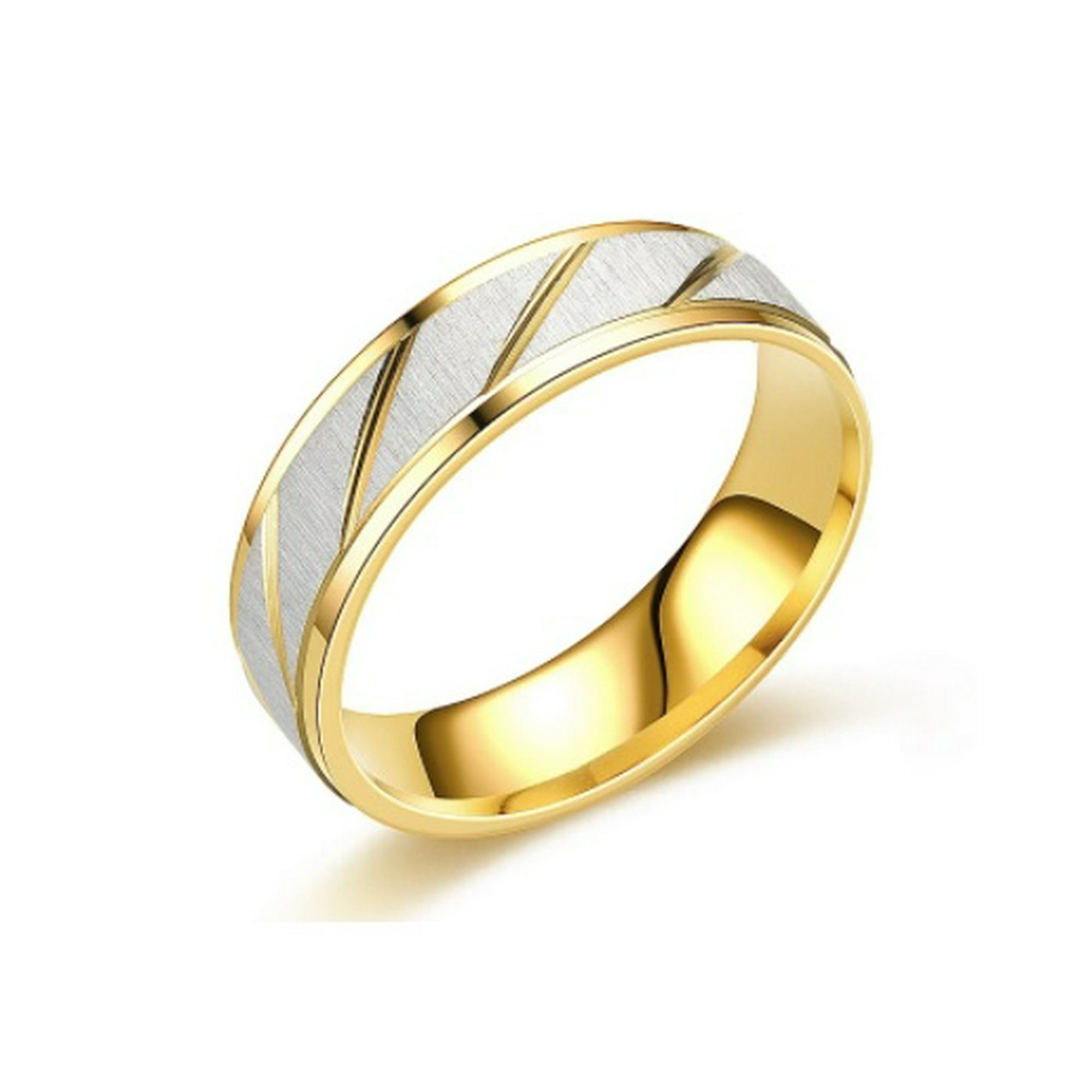 Genérico - Anillos Compromiso Titanio Dorado Mate Con Zirconios Pulverizado Para Compromiso Dama Y Hombre/ 10