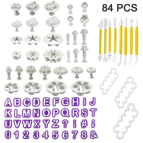 Herramientas para pasteles, kit de decoración de pasteles con fondant de flores, molde para galletas, émbolo para glaseado, molde para repujado de fondant con resorte, herramienta cortadora