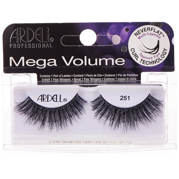 Pestañas Ardell 3D Mega Volume 251 con tecnología NEVERFLAT Curl