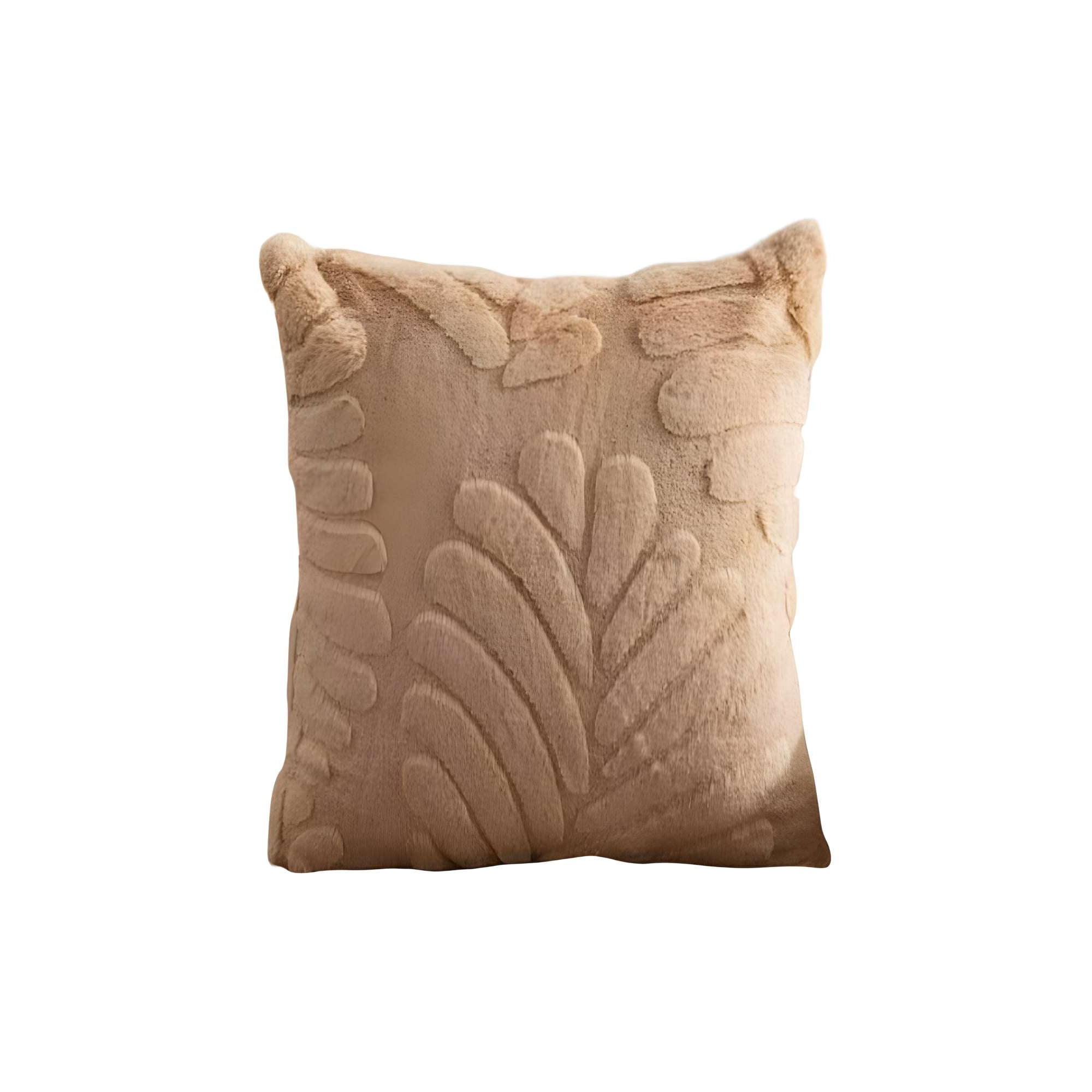 Genérico - Juego De 2 Fundas Peludas De Hoja Moderna 45x45 Café