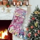 thumbnail image 1 of Jem y Las Hologramas Tema: Calcetines de Navidad, fino lino blanco para colgar en escaleras y chimenea, decoración navideña para el hogar, regalo de Navidad. 45cm × 32cm, 1 of 5
