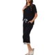 thumbnail image 4 of INSPIRE CHIC Conjunto de Pijama de Modal para Mujer Regreso a Clases Suave Camiseta de Manga Corta y Pantalones Capri Ropa de Dormir con Encaje para Primavera Verano M Negro, 4 of 6