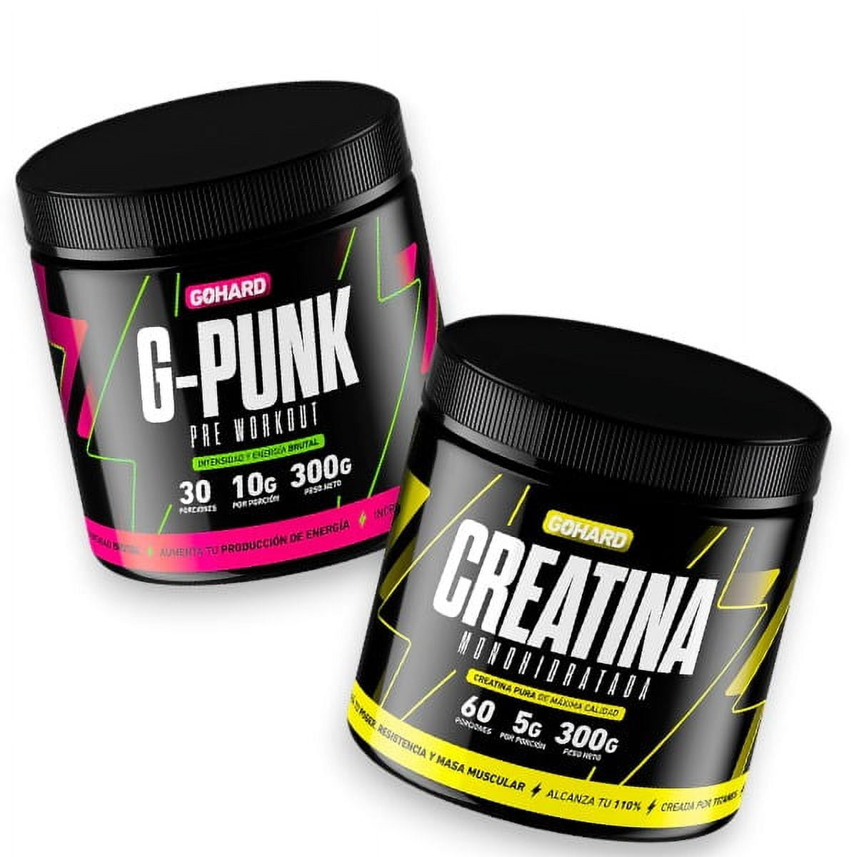 Creatina 300Gr 60Sv & Pre Entrenamiento G-Punk 30 Serv