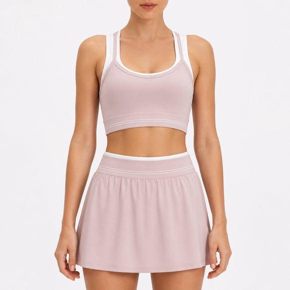 Conjunto Deportivo Flada Short + Peto Deportivo Spandex Elástico Tallas S-M-L Rosado