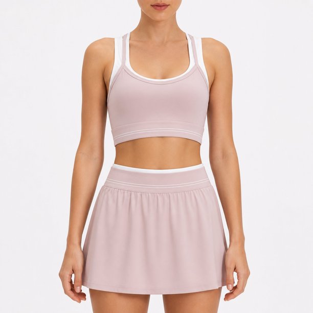 Conjunto Deportivo Flada Short + Peto Deportivo Spandex Elástico Tallas S-M-L Rosado